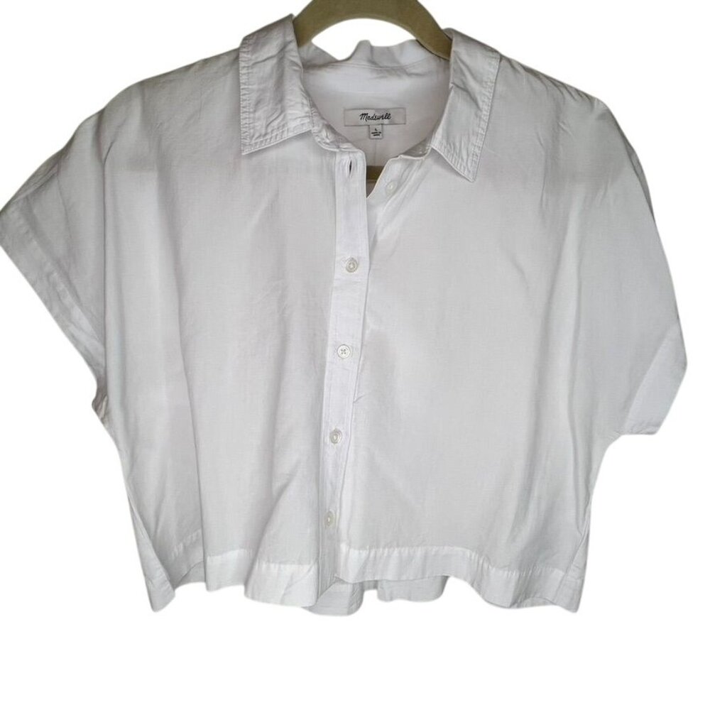 NWT Madewell Crop Dolman Shirt White Size Large Short-Sleeve Shirt